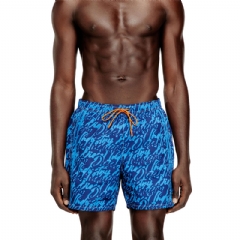 Diesel Men Swim shorts with all-over logo print Blue A205260EGDN