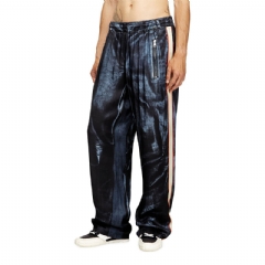Diesel Men Viscose trousers with biker print Black/Blue A195410NMAN