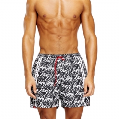 Diesel Men Swim shorts with all-over logo print Black/White A205260EGDN