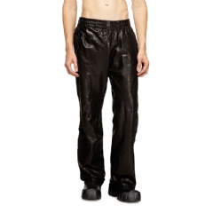 Diesel Men Elasticated pants in boiled leather Black A211710SLCW