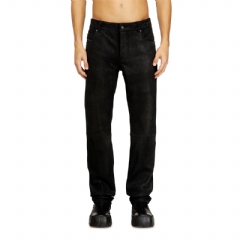 Diesel Men Jean-cut leather pants Black A220470DMBI