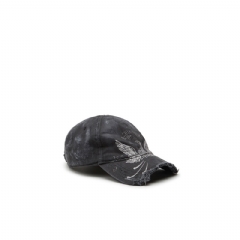 Diesel Men Distressed baseball cap with Phoenix print Black A194600GIBD