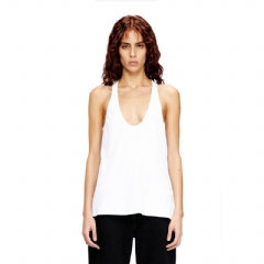 Diesel Women Ribbed tank with Oval D White A215730JEAI