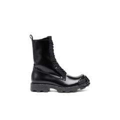 Diesel Men D-Hammer-Leather boots with oval D toe guard Black Y03228P4471