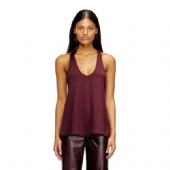 Diesel Women Burgundy tank top with Oval D detail Burgundy P017040SPFM
