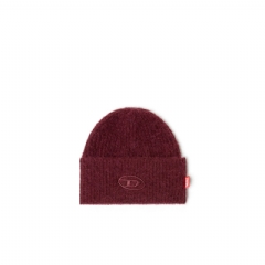 Diesel Men Burgundy beanie with Oval D embroidery Burgundy P017150SPFU