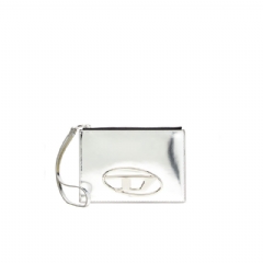 Diesel Men Zipped pouch in mirror leather Silver X10273PS202
