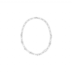 Diesel Men Stainless Steel and Brass Chain Necklace Silver DX160000DJW