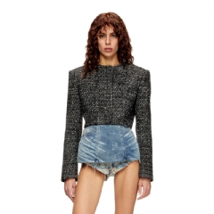 Diesel Women Cropped jacket in bouclé fabric Black A220430EPCS