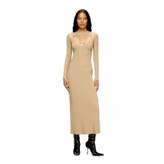 Diesel Women Midi wool dress with inlay Beige A189050PLBF