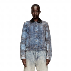 Diesel Women Cropped jacket in graphic bouclé denim Blue A217060BECM