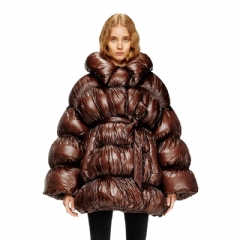 Diesel Women Short quilted down coat with belt Brown A183960DEBT