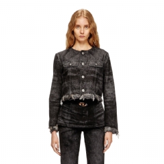 Diesel Women Jacket in lasered cotton-hemp denim Black A21616007DB
