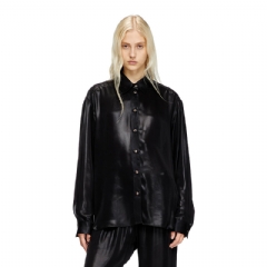 Diesel Women Fluid shirt in laminated fabric Black A173950QJAR