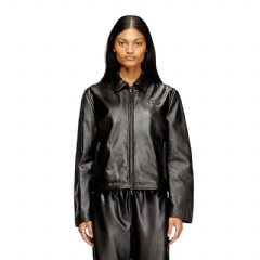 Diesel Women Coach jacket in leather Black A219010AJIR