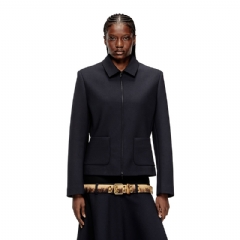 Diesel Women Collared jacket in neoprene-bonded fabric Dark Blue A216090WFCZ