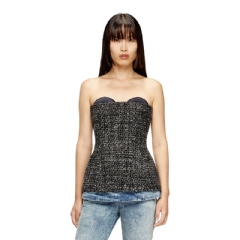 Diesel Women Bouclé corset top with ultra-low cut Black A206230EPCS