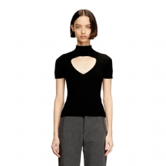 Diesel Women Cut-out wool-knit top Black A214010PLBF