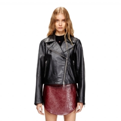 Diesel Women Biker jacket in waxed leather Black A219020CECH