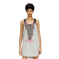 Diesel Women Tank top with lyrics print Grey A197350PLBL