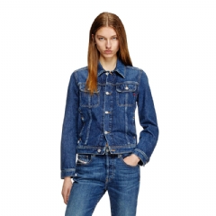 Diesel Women Trucker jacket in denim Dark Blue A0997009I27