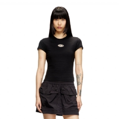 Diesel Women Slim fit T-shirt with cut-out Oval D Black A168390CLBR