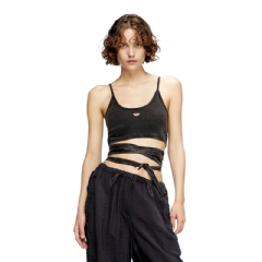 Diesel Women Denim-look vest top with wrap ties Black A195210KIBY