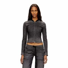 Diesel Women Cropped jacket in monochrome denim Black A1897709M66