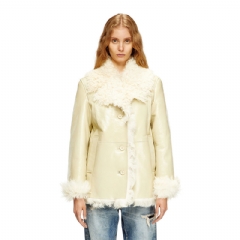 Diesel Women Patent shearling jacket Beige A184050KIBK