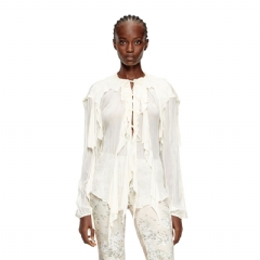 Diesel Women Flounce blouse in crinkled muslin White A185630KIBL