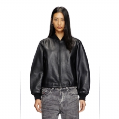 Diesel Women Leather bomber jacket Black A168010PFAH