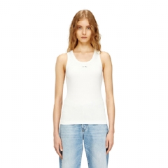 Diesel Women Slim ribbed tank top with metallic Oval D White A199080JMBA