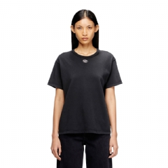 Diesel Women Cotton T-shirt with metallic Oval D Black A203990JMBB