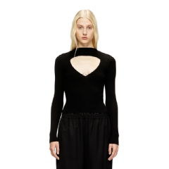 Diesel Women Ribbed wool jumper with cut-out Black A189040PLBF