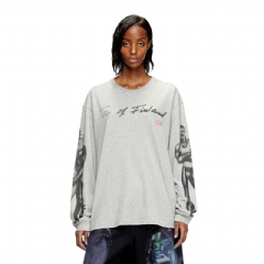 Diesel Women Long-sleeve T-shirt with graphic print Grey P015600SPBV