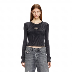 Diesel Women Cropped jumper with cut-out logo Black A148100AKBQ