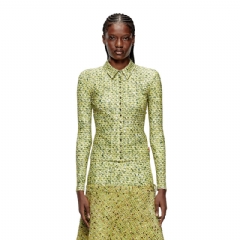 Diesel Women Stretch fabric shirt with bouclé print Yellow A213160PKBK