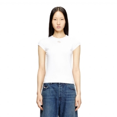 Diesel Women T-shirt with cut-out embroidered logo White A199120AFAA