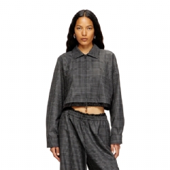 Diesel Women Cropped Prince of Wales wool-blend coach jacket Black A193310DEBS