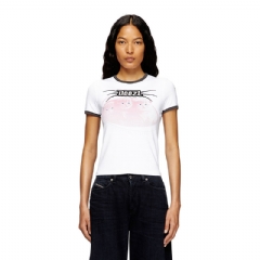 Diesel Women Cotton T-shirt with flock print White A196550HQAH