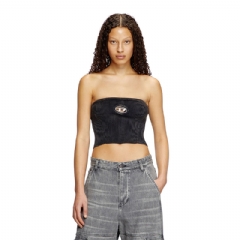 Diesel Women Knit tube top with cut-out logo Black A148130AKBQ