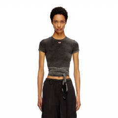 Diesel Women Denim-look T-shirt with wrap ties Black A195200KIBY