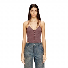 Diesel Women Thong bodysuit in marbled ribbed jersey Brown A203600DCCQ