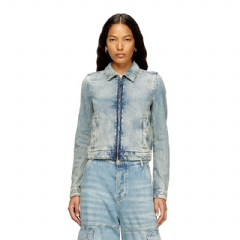Diesel Women Jacket in dirt-effect fluid Tencel denim Light Blue A157890DBCX