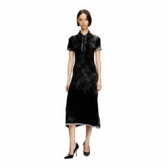 Diesel Women Midi polo dress in reverse-printed knit Black A218350BKCB