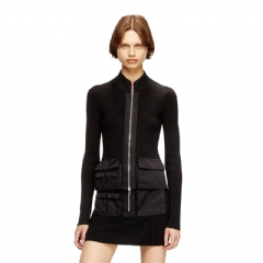 Diesel Women Ribbed cardigan with cargo pockets Black A168950JLCR