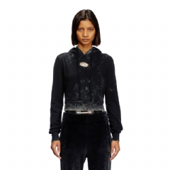 Diesel Women Faded cut-out hoodie with metal logo Black A144920IPAC