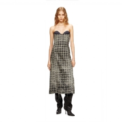 Diesel Women Midi dress in houndstooth-weave denim Black/White A213500CEBJ