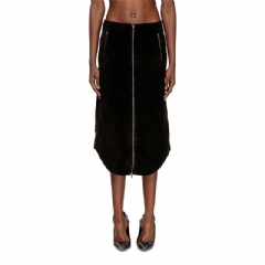 Diesel Women Cotton midi skirt with zipper Black A185830EPBU