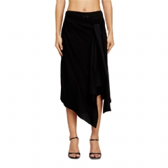 Diesel Women Skirt in fluid cupro with front knot Black A202580JMBP